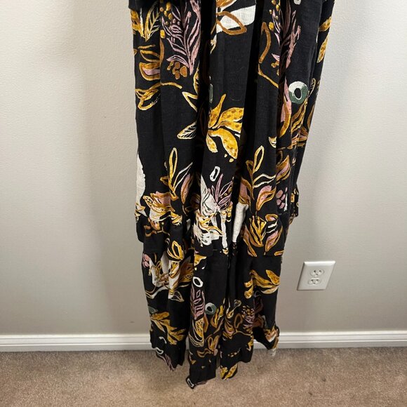 Free People Anita Printed Maxi Dress Size Small? Black Floral Tiered Boho - Picture 9 of 12